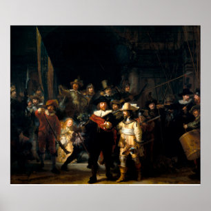 Póster Rembrandt o relógio de noite