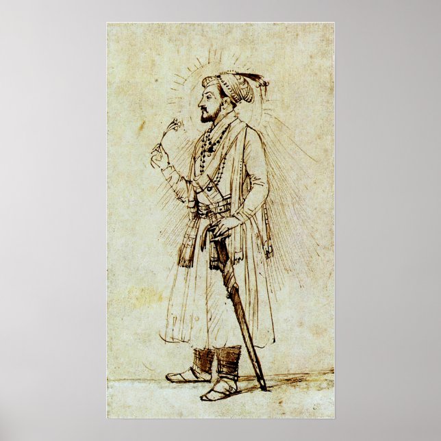 Poster Rembrandt - Shah Jahan Com Flor E Espada (Frente)