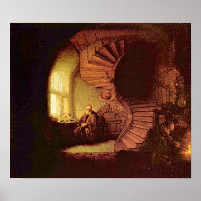 Poster Rembrandt van Rijn - Filósofo em meditação (Frente)