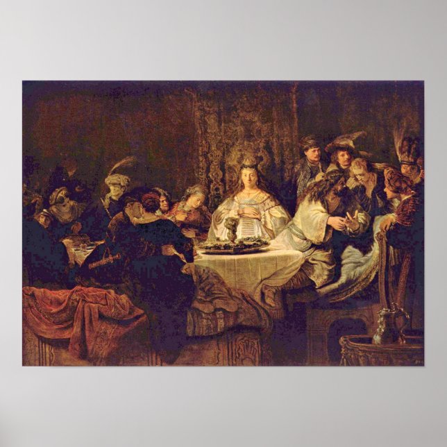Poster Rembrandt van Rijn - Samson na mesa do casamento (Frente)