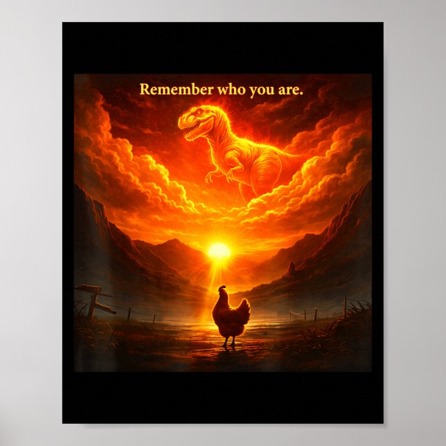 Poster Remember Who Are You Dinosaur Chicken Cool Funny G (Frente)