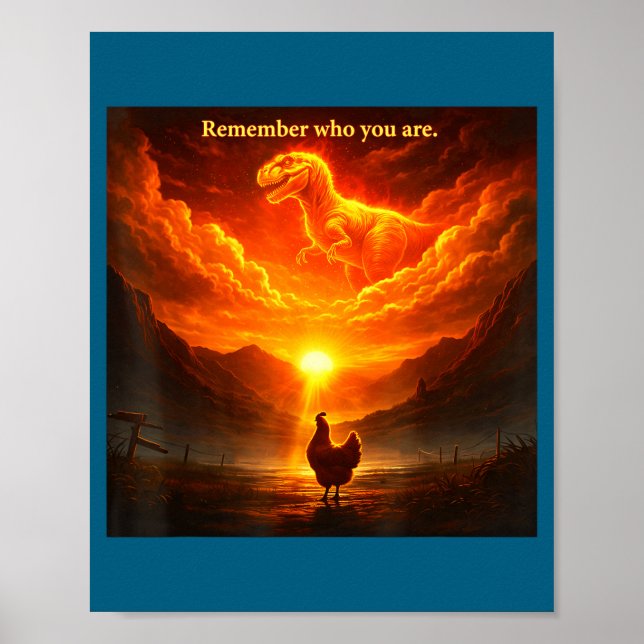 Poster Remember Who Are You Dinosaur Chicken Cool Funny G (Frente)