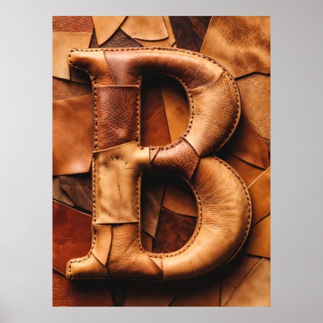Poster Remendo de Couro Texturizado Monograma “B” (Frente)