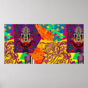 Poster Remendo festivo em estilo indiano, turco, italiano