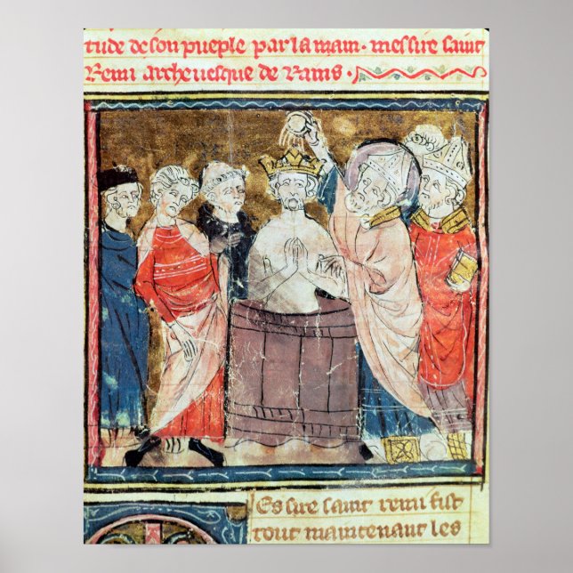 Póster Remigius, Bispo de Rheims batizando (Frente)