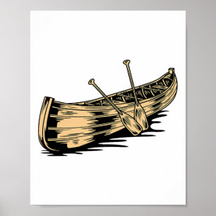 Poster Remo de Canoa Divertido Canoagem Caiaque Barco