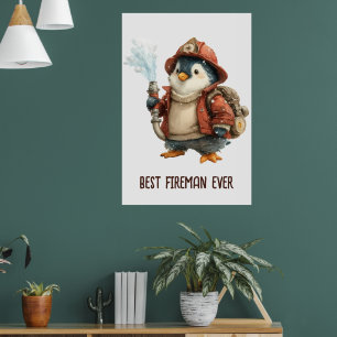 Poster Remo de Ping Pong do Pinguim Bombeiro de Inverno