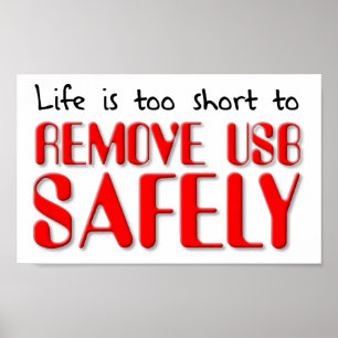 Póster Remover USB sem Segurança Cartaz Divertido