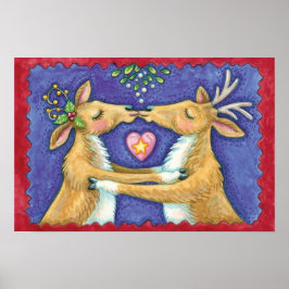 Poster Rena de Natal Fofa, Beijo Romântico com Visca
