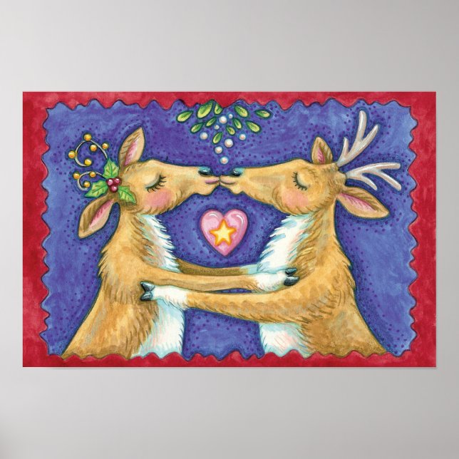 Poster Rena de Natal Fofa, Beijo Romântico com Visca (Frente)