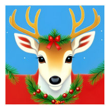 Rena Festiva com Coroa de Natal