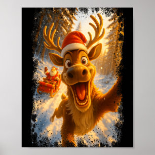 Poster Rena Fofa Selfie Papai Noel Natal Alegre Homens
