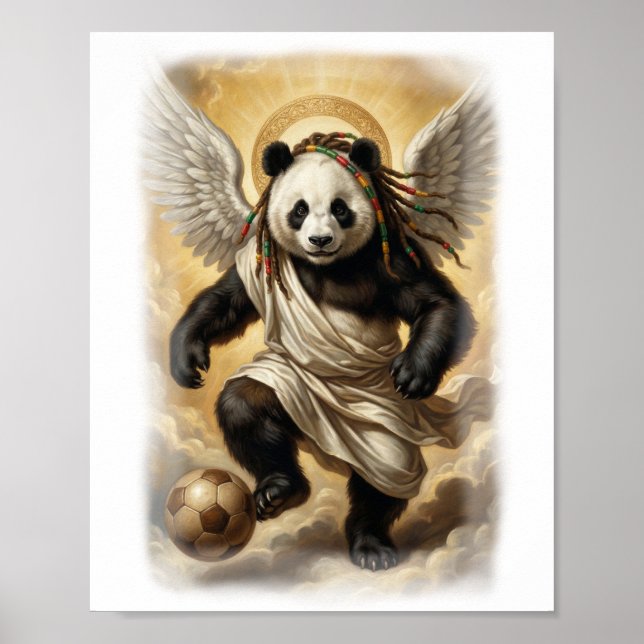 Poster Renaissance Style Panda Player Soccer on a  (Frente)
