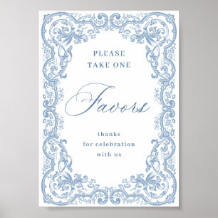 Poster Renascance Ornamentado Dusty Blue Favorece Casamen