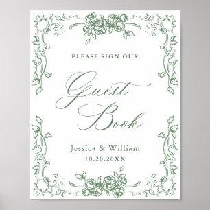 Poster Renascance Ornamentado Sage - Sinal de Guestbook V