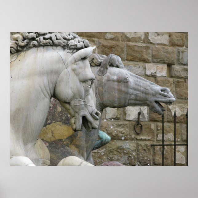 Póster Renascença Estátua Equestre de Cavalos (Frente)