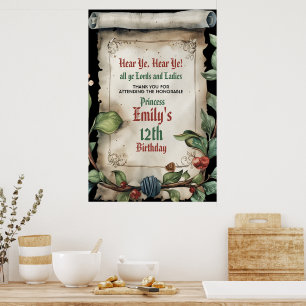 Poster Renascentista Medieval Rolagem de Aniversário