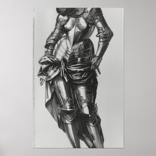Poster Renascentista mulher em Drapery e Plate Armor Post