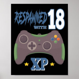 Poster Renascido Com 18 Xp Video Gamer Aniversário De 18