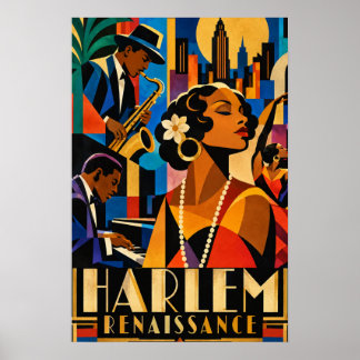 Poster Renascimento de Harlem - Era do Jazz Art Déco