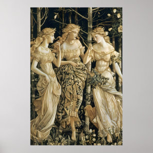 Poster Renascimento Três Graças Arte Impressa Floresta Mí