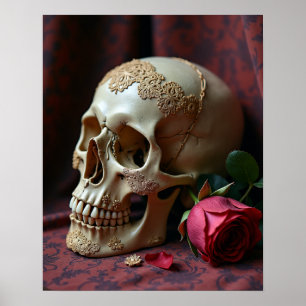 Poster Renda & Decadência – Uma Caveira Gótica Vitoriana