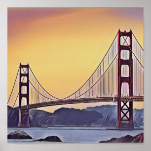 Poster Rendição artística da ponte Ouro Gate