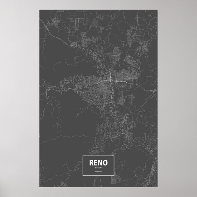 Póster Reno, Nevada (branco a preto) (Frente)