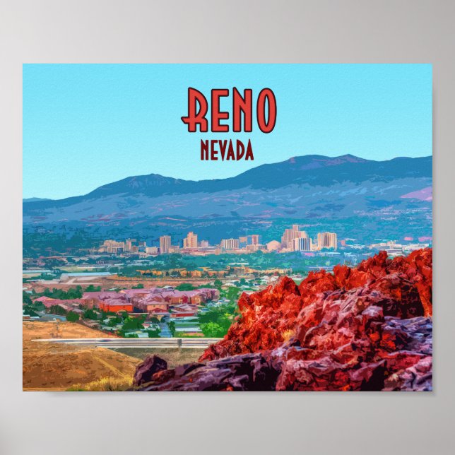 Poster Reno Nevada Centro Vintage (Frente)
