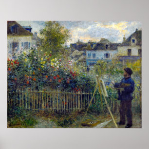 Poster Renoir - Claude Monet Pintando em seu Jardim