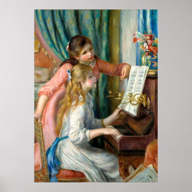 Poster Renoir Girls na arte impressionista do Piano (Frente)