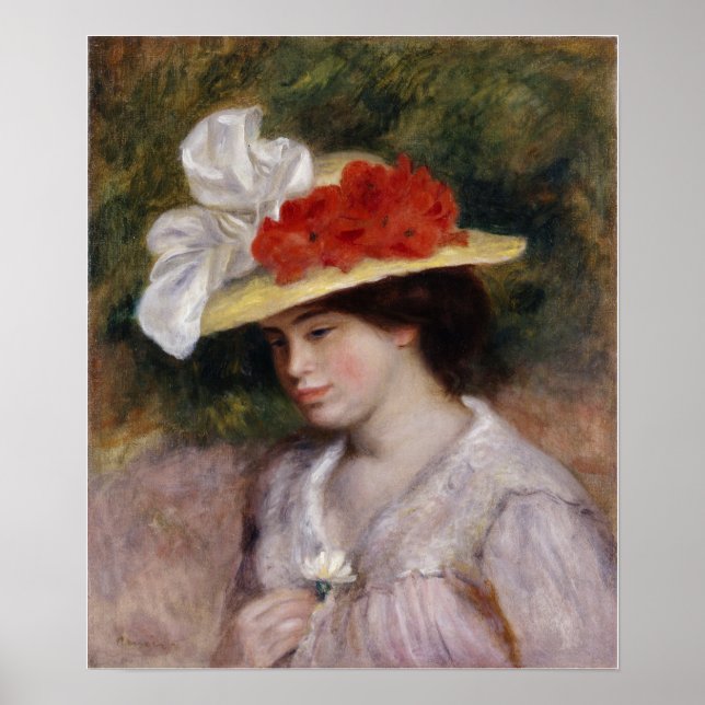 Poster Renoir - Mulher Num Chapéu Flor (Frente)