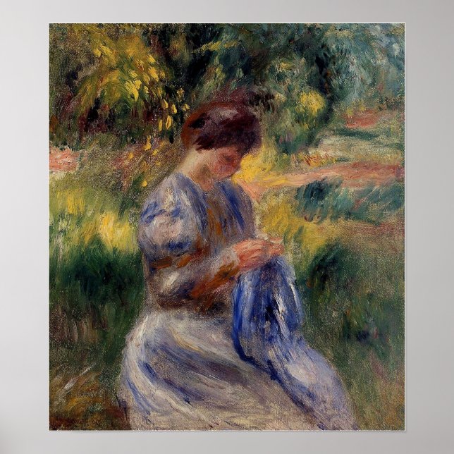 Poster Renoir - O Bordado (Mulher Num Jardim) (Frente)