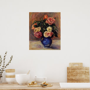 Poster Renoir - Rosas em um Vaso Azul
