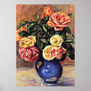Póster Renoir - Rosas num Vaso Azul