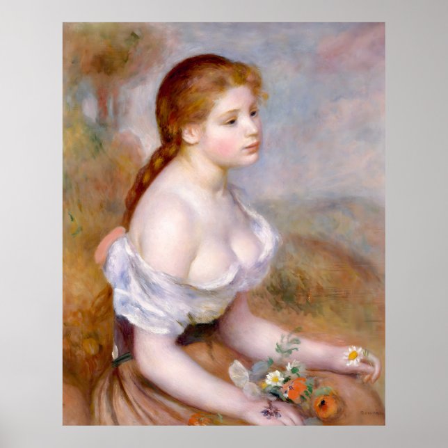 Poster Renoir, Young Girl with Daisies, 1889 (Frente)