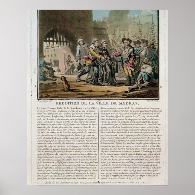 Poster Renúncia da cidade de Madras, 1746, gravada por (Frente)