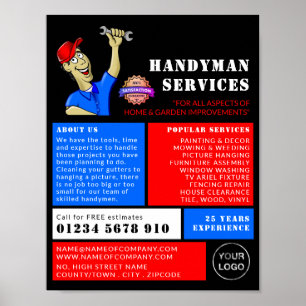 Poster Reparador de Cartoons, Publicidade Handyman