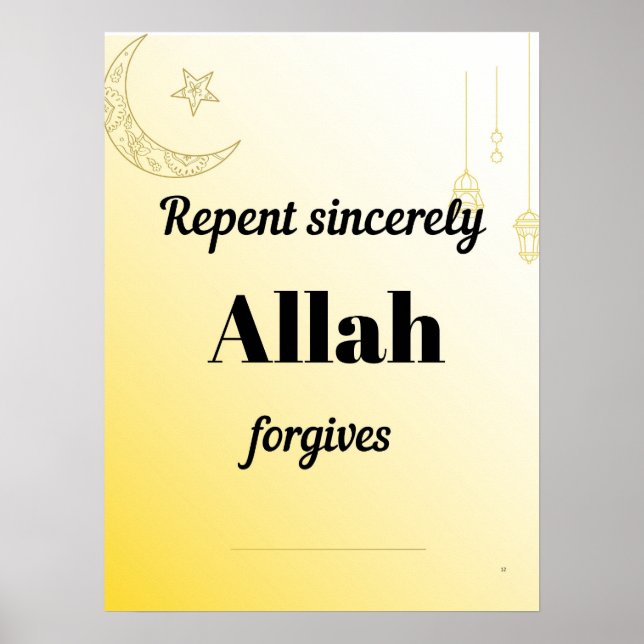 Poster Repent sincerely. An islamic wall art . (Frente)