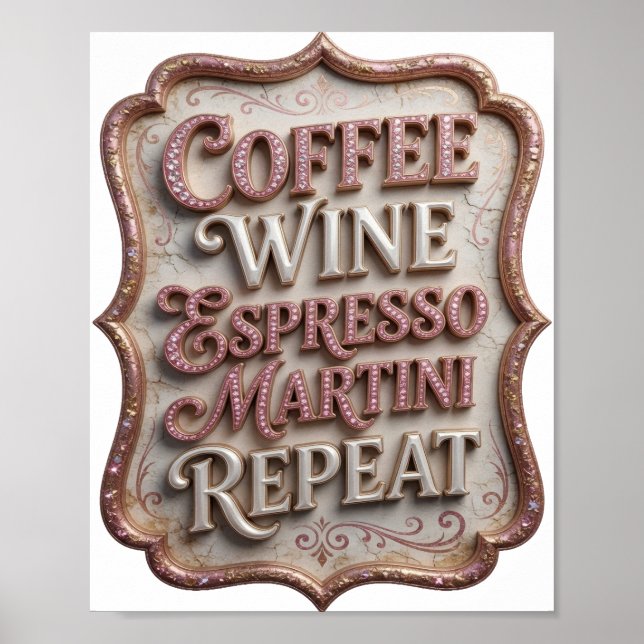 Poster Repetição de Martini de ESPRESSO de VINHO de CAFÉ  (Frente)