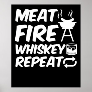 Poster Repetição Whiskey Fire   CHURRASCO De Carne Engr