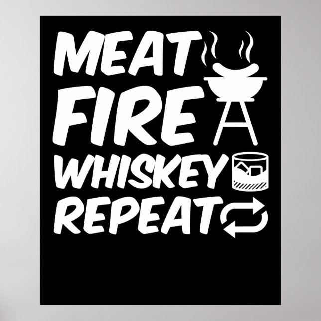 Poster Repetição Whiskey Fire | CHURRASCO De Carne Engraç (Frente)