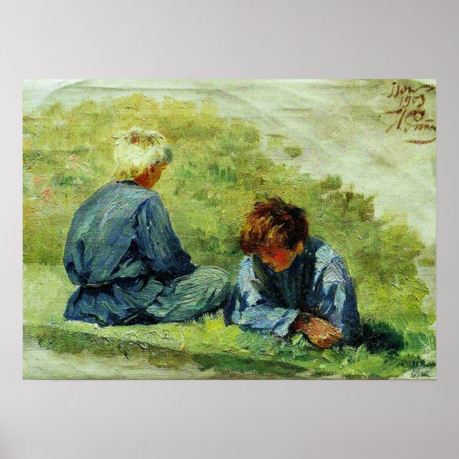 Poster Repin - Boys On Grass 1903 (Frente)