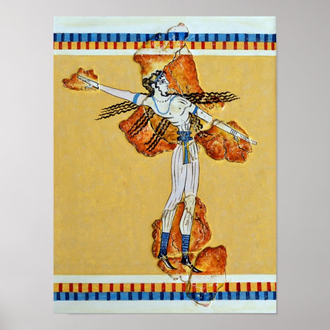 Póster réplica de arte fresca de pintura antiga grega (Frente)