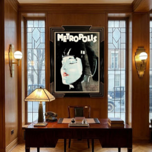 Poster Réplica de Filme Metropolis Art Déco Vintage 1927