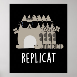 Poster Replicat Funny Cat Pun Dark BG