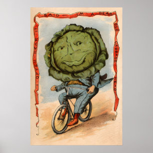 Poster Repolho Andando de Bicicleta - Pessoas Legumes