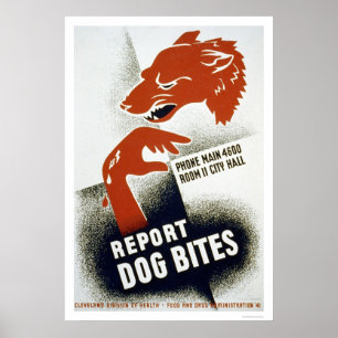 Poster Report Dog Bites 1941 WPA