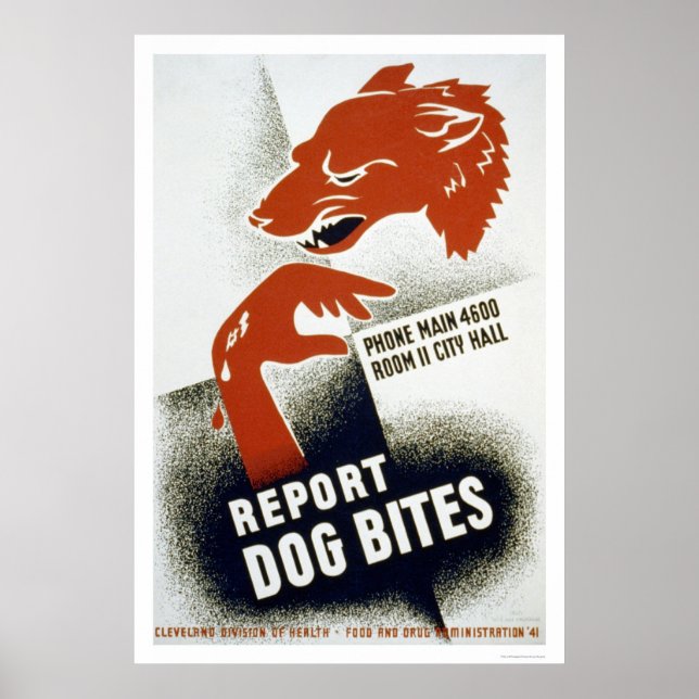 Poster Report Dog Bites 1941 WPA (Frente)