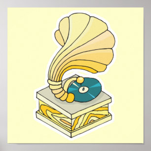 Poster reprodutor de gravação fonográfico